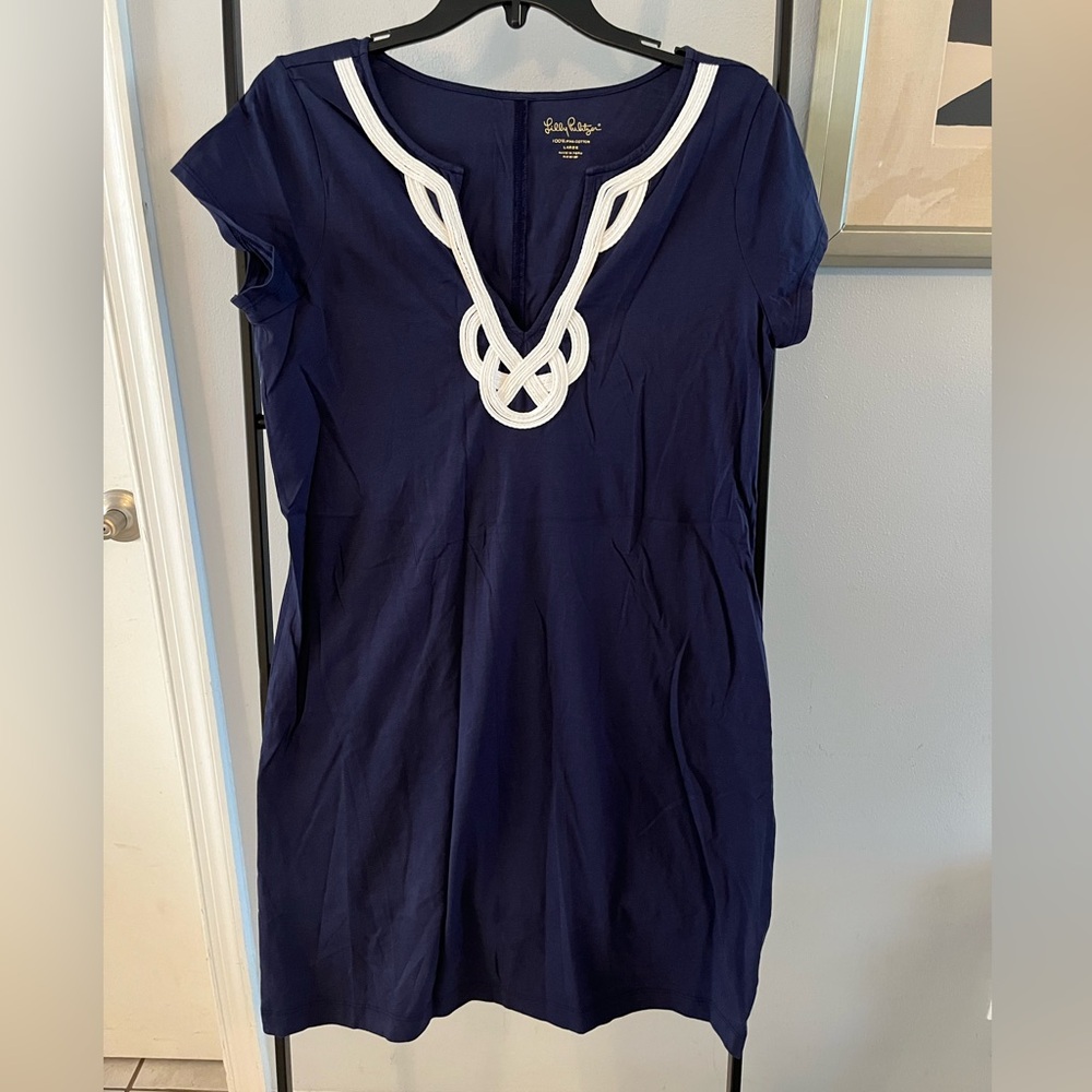 Lilly Pulitzer Deep Blue Dress with White Trim
